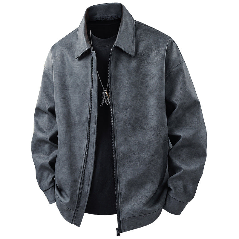 Herren sportliche Kunstlederjacke mit elastischem Bund Echoarchiv