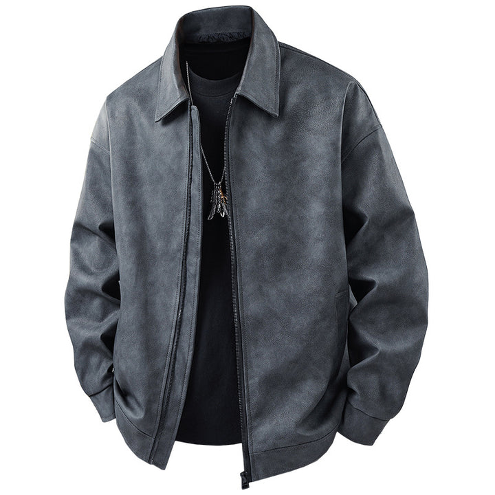 Herren sportliche Kunstlederjacke mit elastischem Bund Echoarchiv