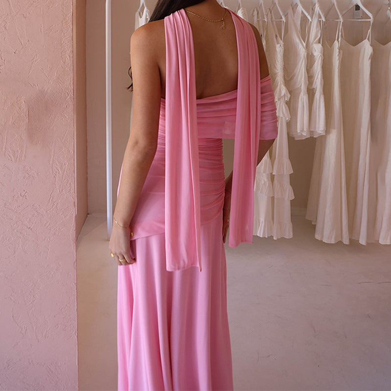 Damen Raffiniertes schulterfreies Maxikleid mit Rüschendetails Echo Archiv