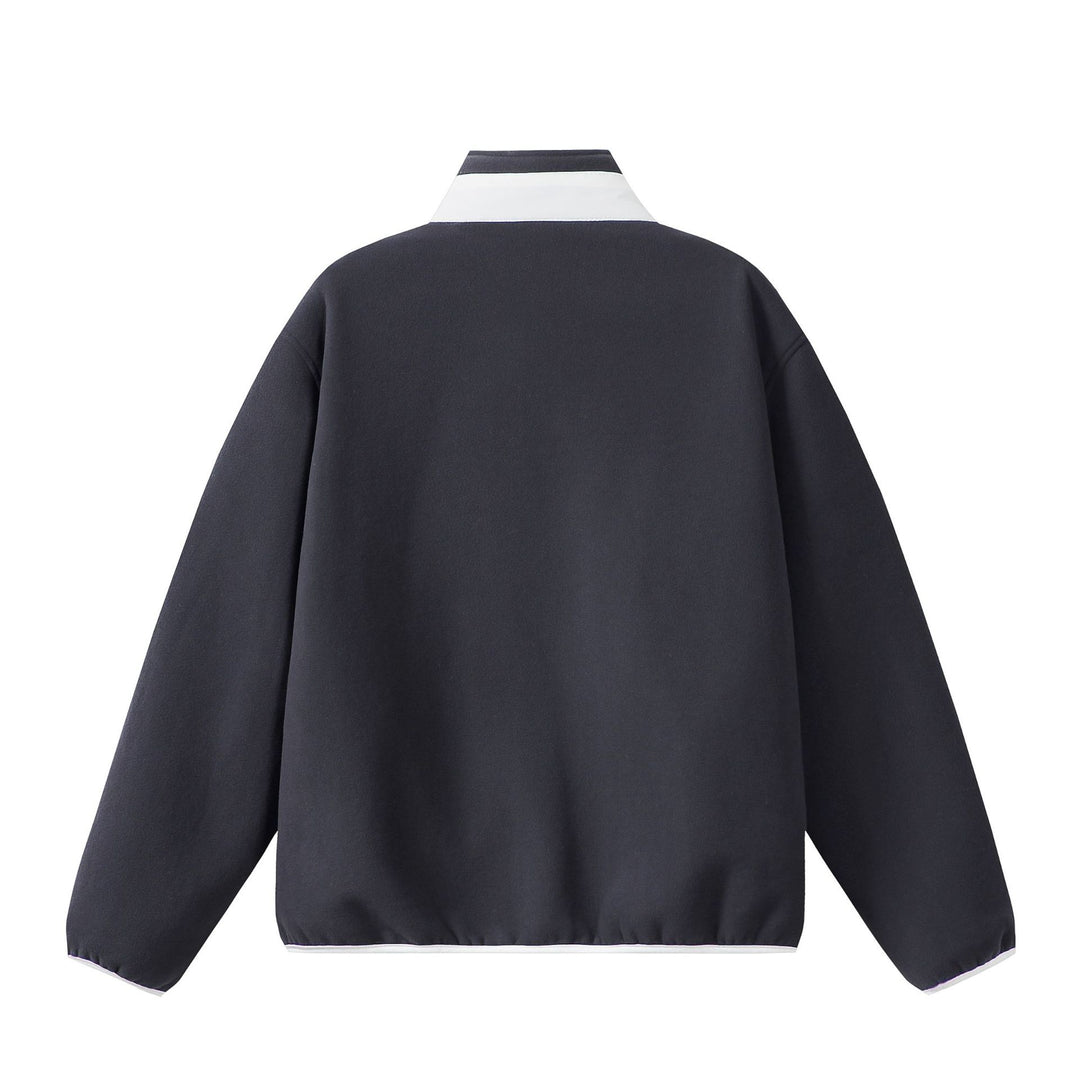 Unisex Oversize Fleece-Zipjacke mit Stehkragen und Kontrastpaspel Echoarchiv
