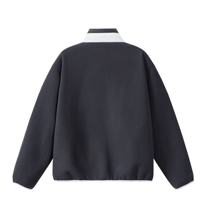 Unisex Oversize Fleece-Zipjacke mit Stehkragen und Kontrastpaspel Echoarchiv