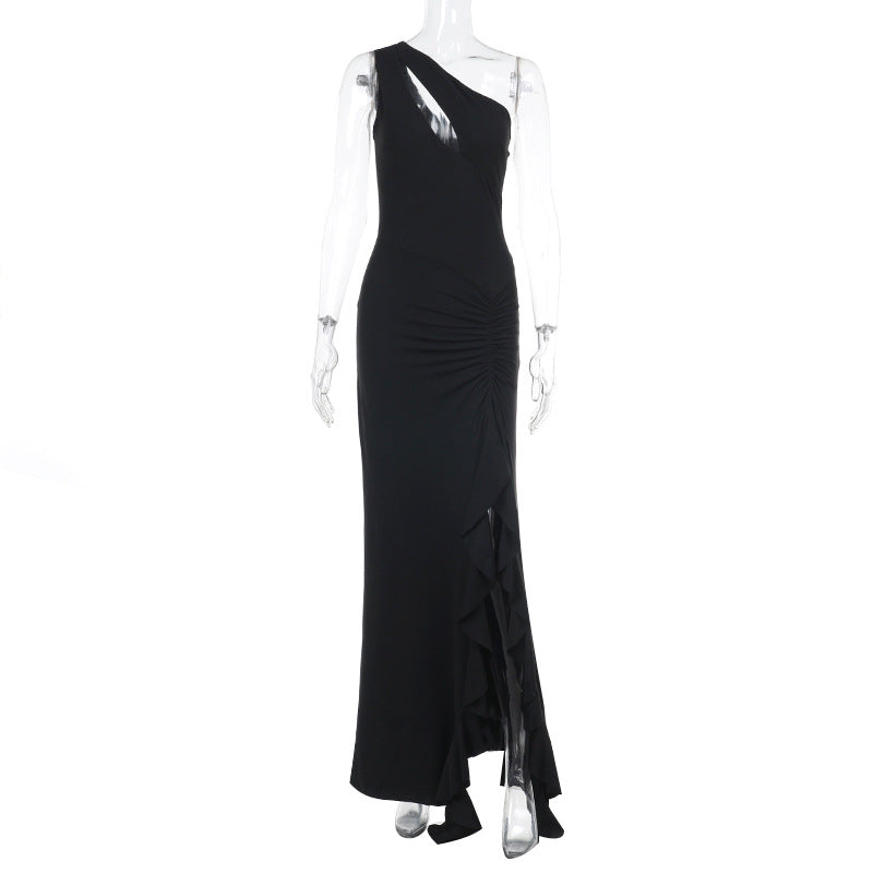 Damen Elegantes Maxikleid mit asymmetrischem Schnitt und Raffung Echo Archiv