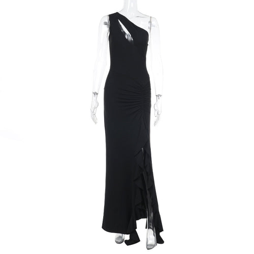 Damen Elegantes Maxikleid mit asymmetrischem Schnitt und Raffung Echo Archiv