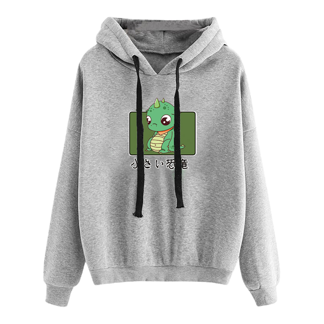 Damen kurz geschnittener Cropped-Kapuzenpullover mit niedlicher Frosch-Illustration und verstellbarer Kapuze – Auréline
