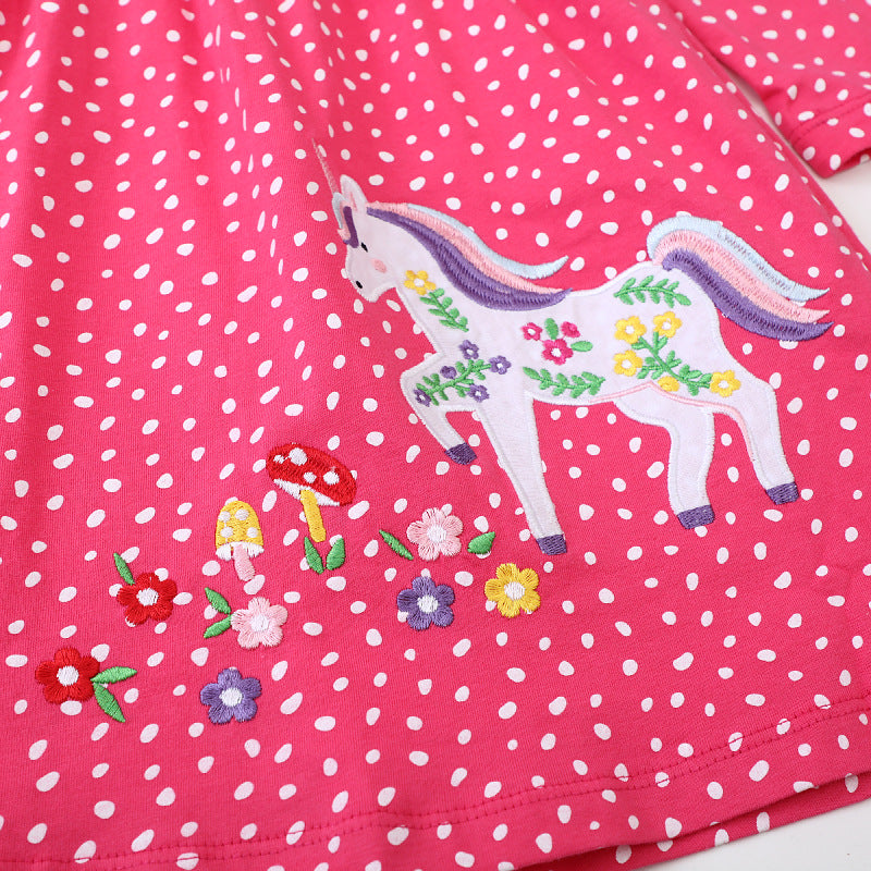 Mädchen Langarmkleid mit verspieltem Einhorn-Motiv Echo Archiv