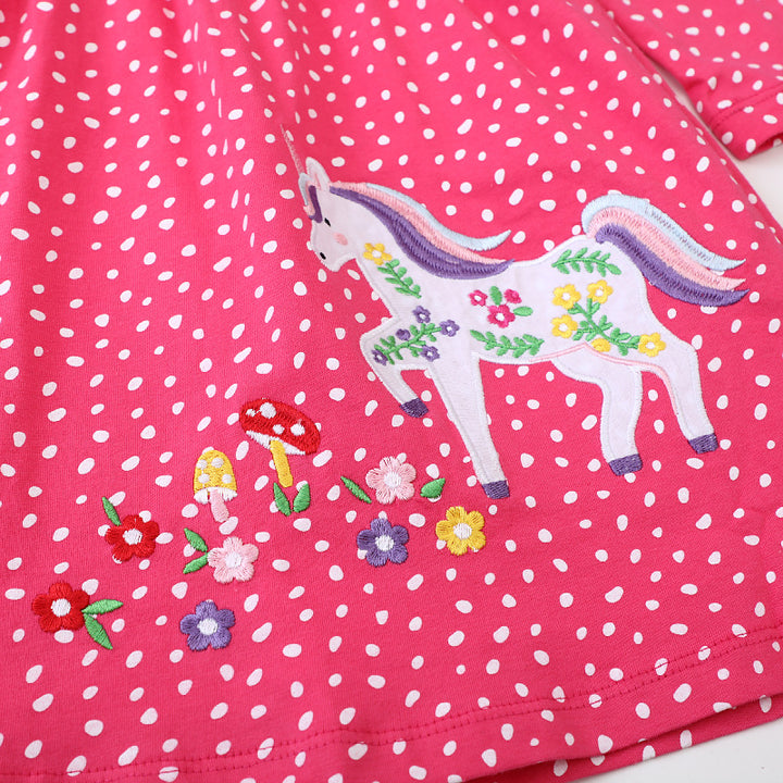 Mädchen Langarmkleid mit verspieltem Einhorn-Motiv Echo Archiv