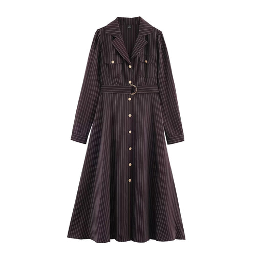 Damen Hemdblusenkleid im Nadelstreifen-Look mit Taillengürtel Echoarchiv