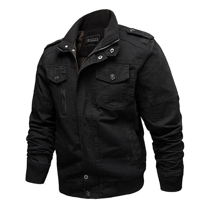 Herren Canvas-Utility-Blouson mit Schulterklappen, Brustpattentaschen und Rippbündchen – Taviero