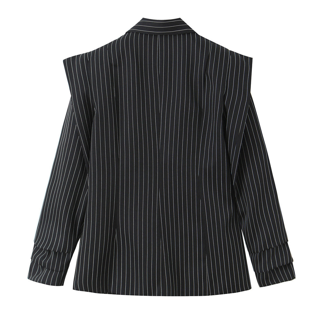 Damen Doppelreihiger Oversize-Blazer mit Nadelstreifen und markanten Schulterpolstern Echo Archiv