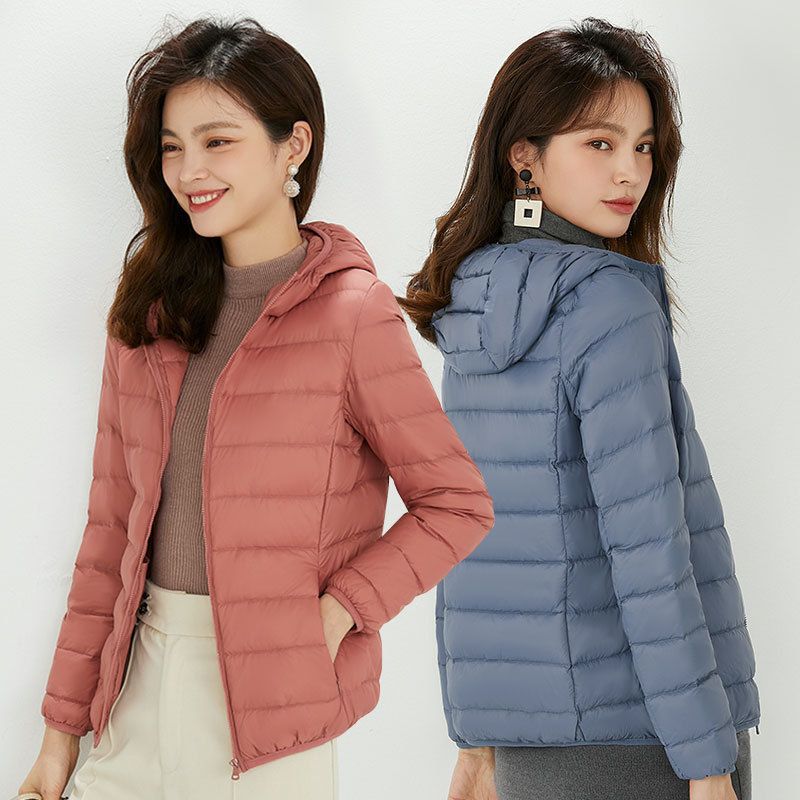 Damen Ultraleichte gesteppte Kapuzenjacke mit ultraflacher Thermowatte Echoarchiv