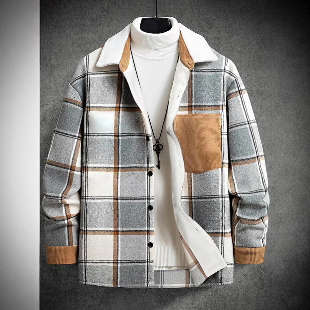 Herren Baumwoll-Flanelljacke mit kariertem Muster und Taschen Echoarchiv