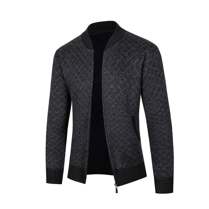 Herren Strickjacke mit modernem Rautenmuster und Reißverschluss Echoarchiv