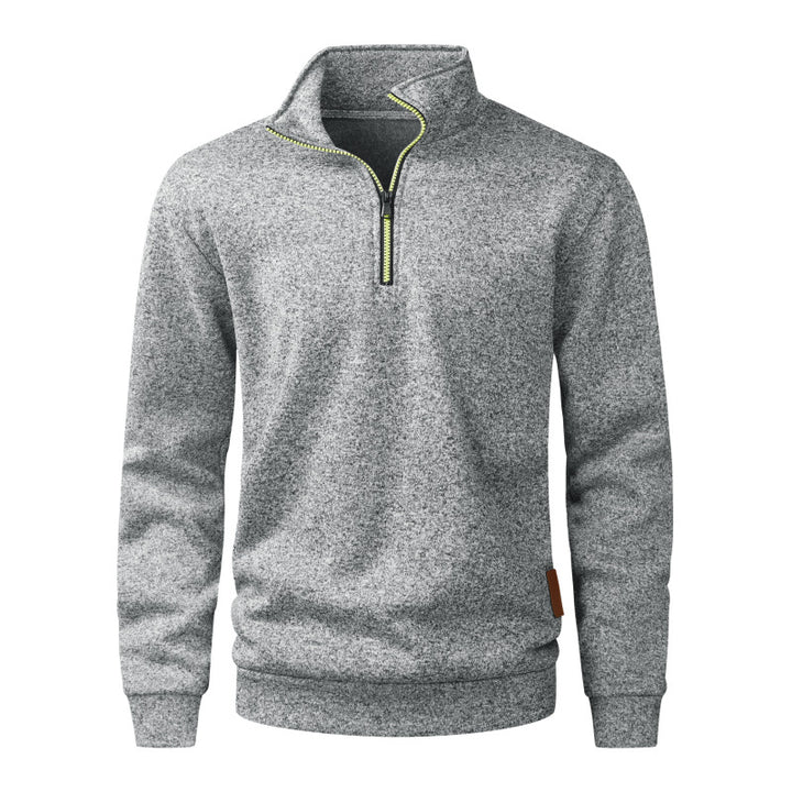 Herren Halbzip‑Pullover aus meliertem Strick mit Stehkragen und Reißverschluss Echo Archiv