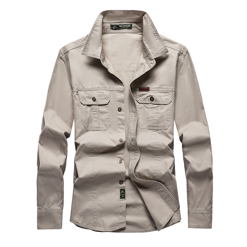 Herren nan Hemdjacke aus robustem Baumwoll-Twill mit verstärkten Brusttaschen Echo Archiv