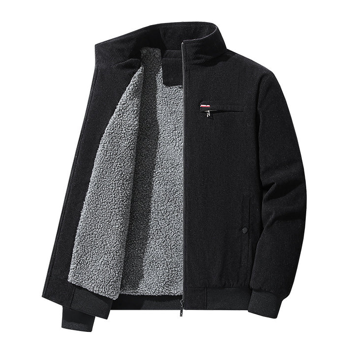 Herren Nano Hochwertige Cord-Jacke mit Teddy-Innenfutter, Stehkragen und Brustreißverschluss – Taviero