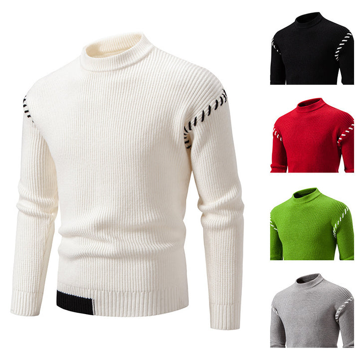 Herren modischer Strickpullover mit hohem Kragen und einzigartigem Zopfdesign Echoarchiv