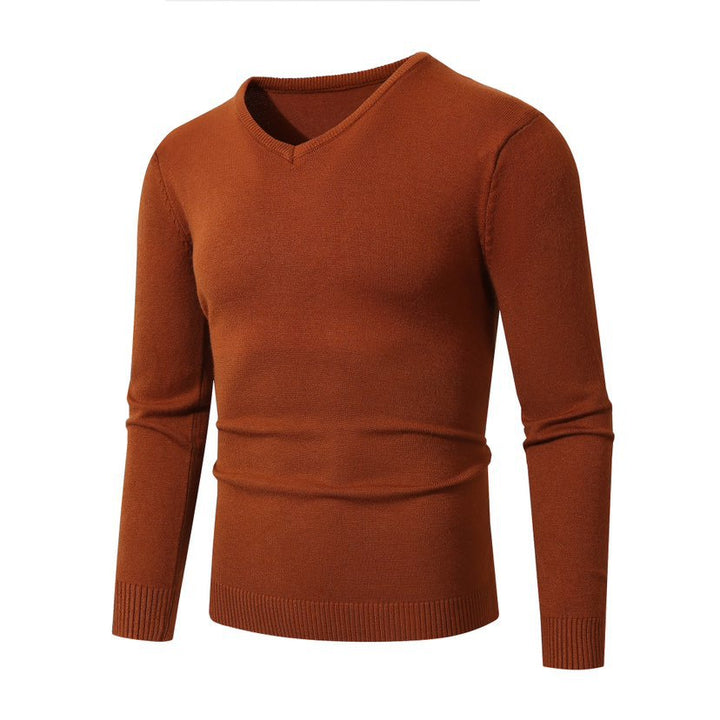 Herren Schmal geschnittener Feinstrick‑V‑Neck-Pullover mit Rippbund und atmungsaktiver Baumwollmischung Echo Archiv