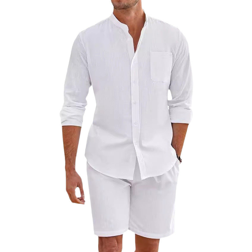 Herren Leinenanzug mit kurzem Hemd und Shorts Echoarchiv