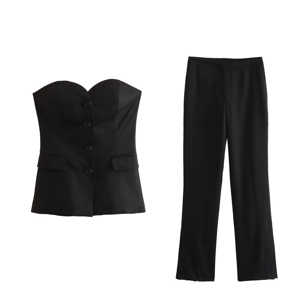 Damen Elegante Stretch-Hose mit geradem Bein und Bügelfalte Echo Archiv