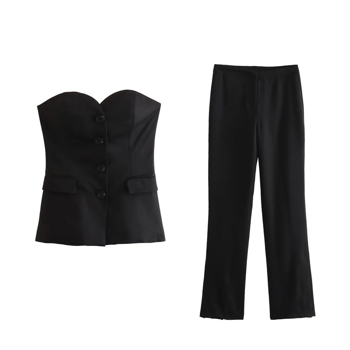 Damen Elegante Stretch-Hose mit geradem Bein und Bügelfalte Echo Archiv