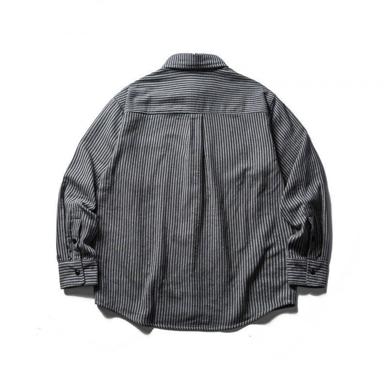 Herren Gestreiftes Oversize-Hemd aus gewaschenem Baumwollmix mit Brusttasche Echo Archiv
