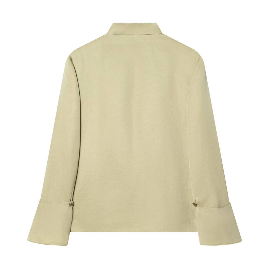 Damen Asymmetrischer Kurzblazer mit Stehkragen und Zierknopfleiste Echo Archiv