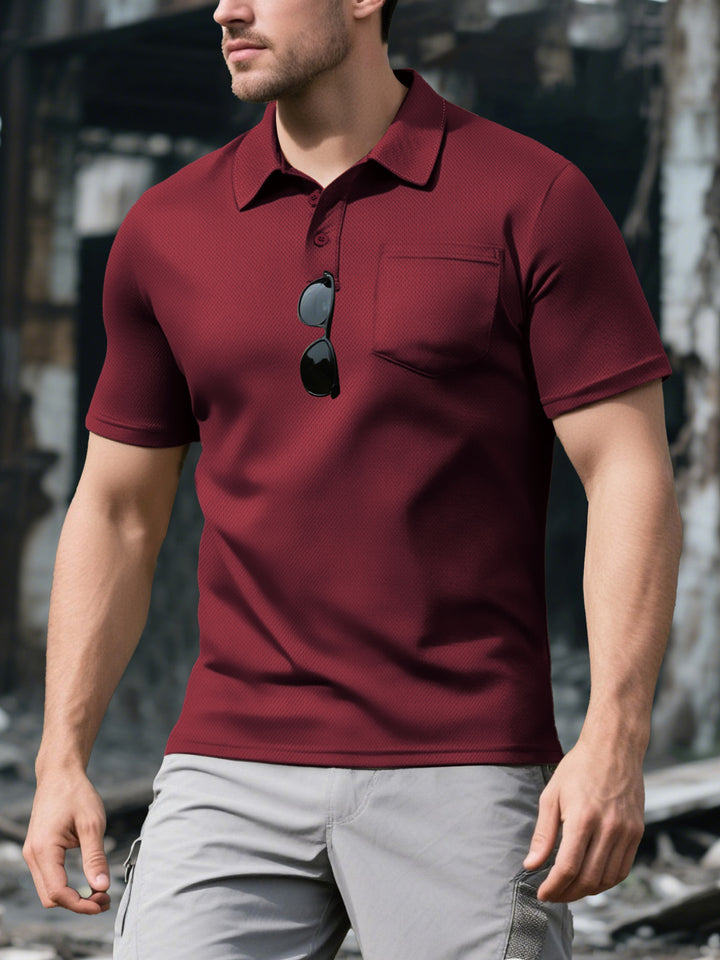 Herren Polohemd mit strukturiertem Design und praktischer Brusttasche Echoarchiv