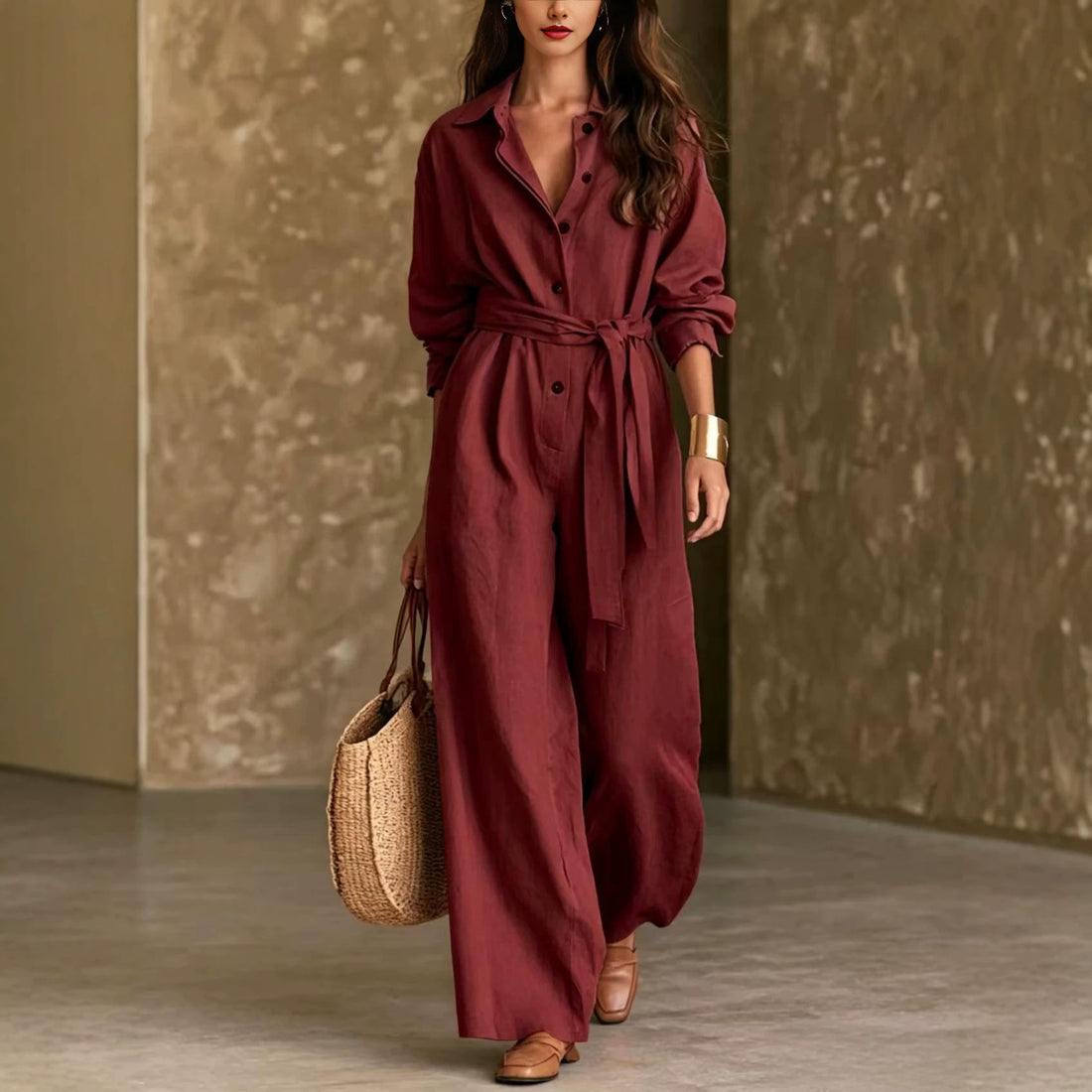 Damen Elegantes Hemdkleid mit Taillengürtel Echo Archiv