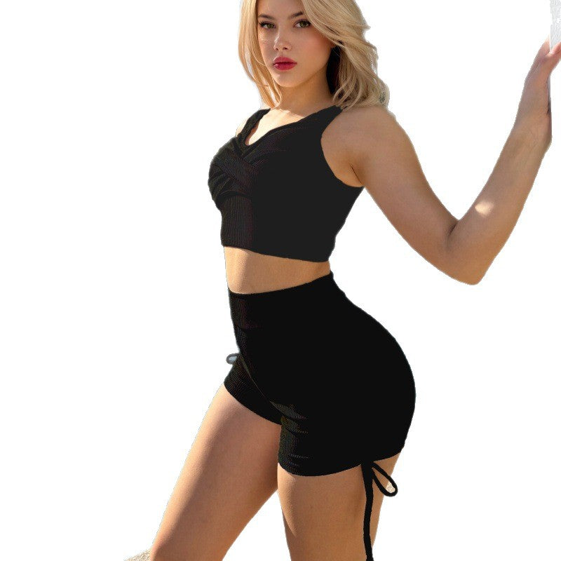 Damen Sportliches Crop-Top und Shorts Set Echo Archiv