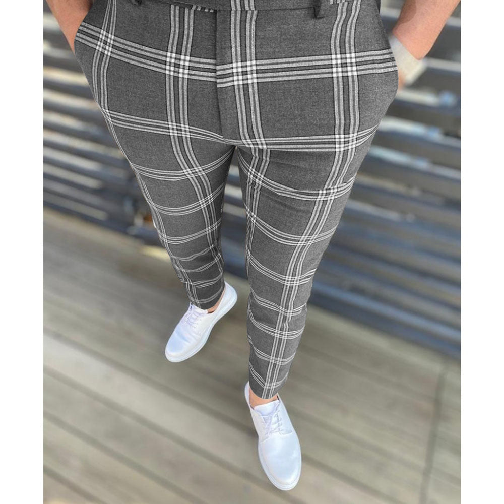 Herren Elegante Karottenhose mit strukturiertem Karo-Muster Echoarchiv