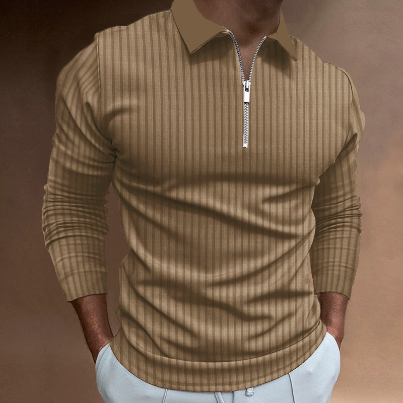Herren Langarm Poloshirt mit Reißverschluss und eleganter Steppung Echoarchiv