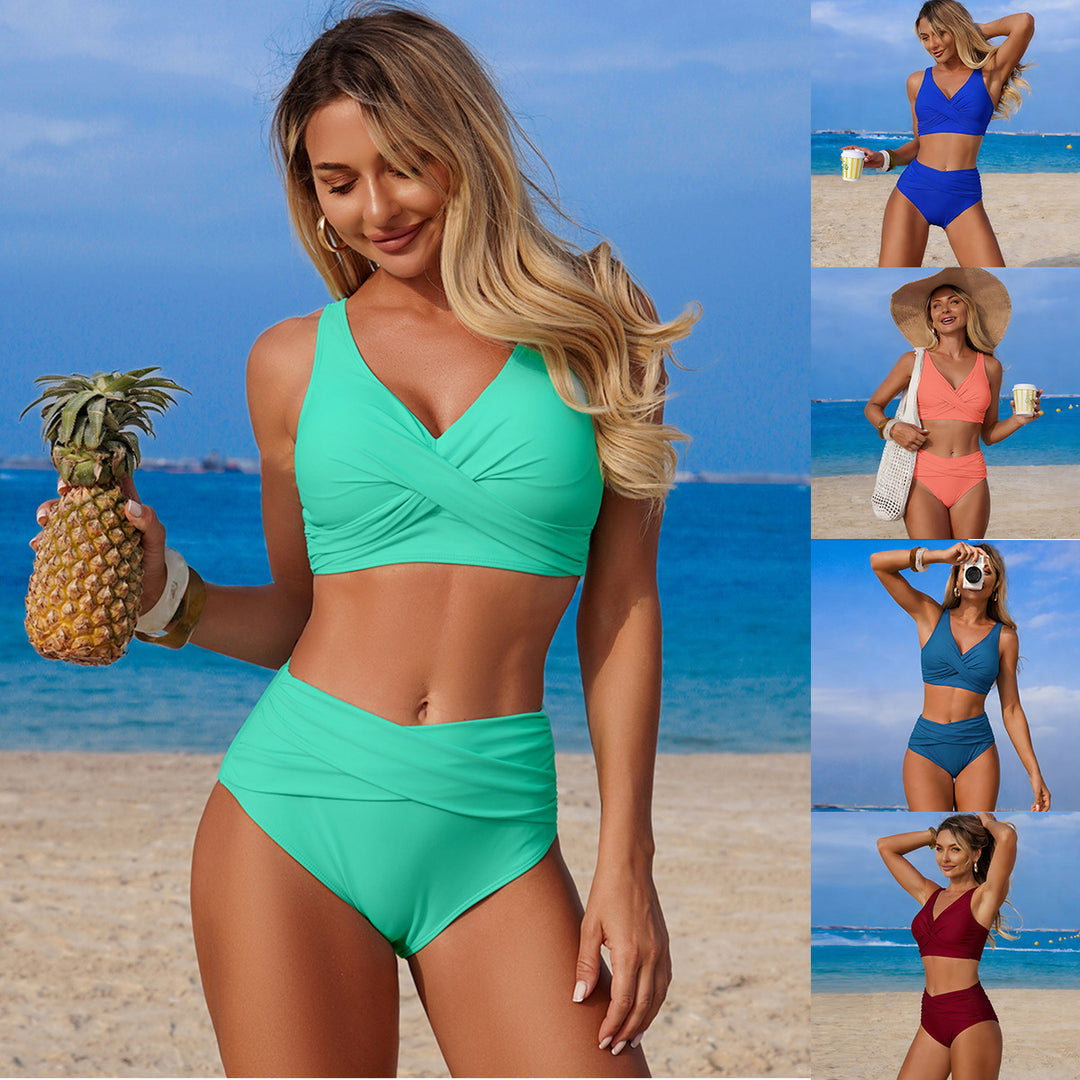 Damen Hochgeschnittenes Bikini-Set mit Wickeldetail Echo Archiv