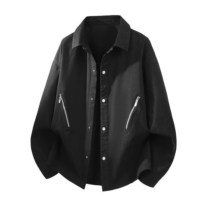 Herren Oversize Hemdjacke im Worker-Stil mit schrägen Reißverschlusstaschen und Druckknopfleiste Echo Archiv
