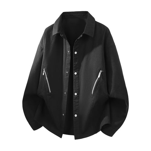 Herren Oversize Hemdjacke im Worker-Stil mit schrägen Reißverschlusstaschen und Druckknopfleiste Echo Archiv