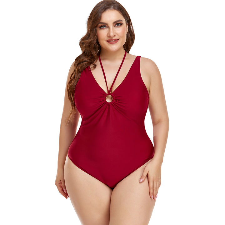 Damen Eleganter Hochgeschnittener Einteiler Badeanzug mit modischem Ringdetail Echo Archiv
