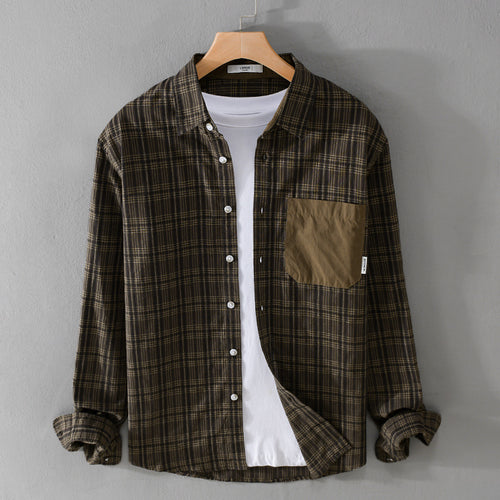 Herren Kariertes Overshirt im Relaxed-Fit mit kontrastreicher Brusttasche Echoarchiv