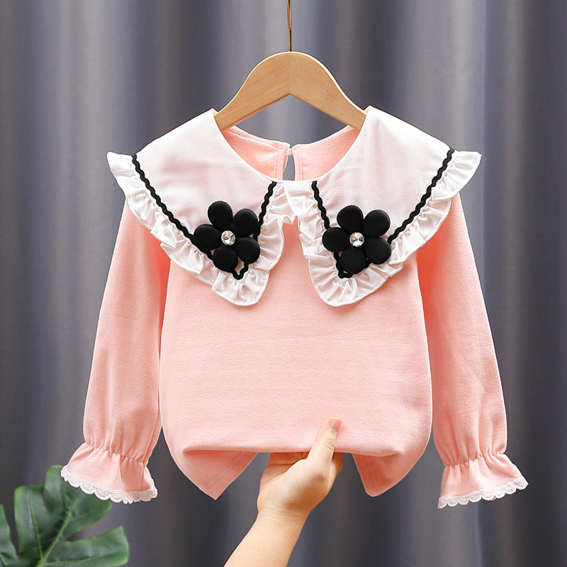 Damen Bluse mit großen Kragen und floralen Applikationen Echo Archiv