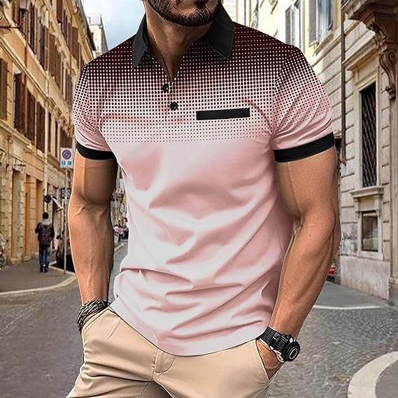 Herren Polo-Shirt mit kurzem Arm im Gradient-Muster Echoarchiv
