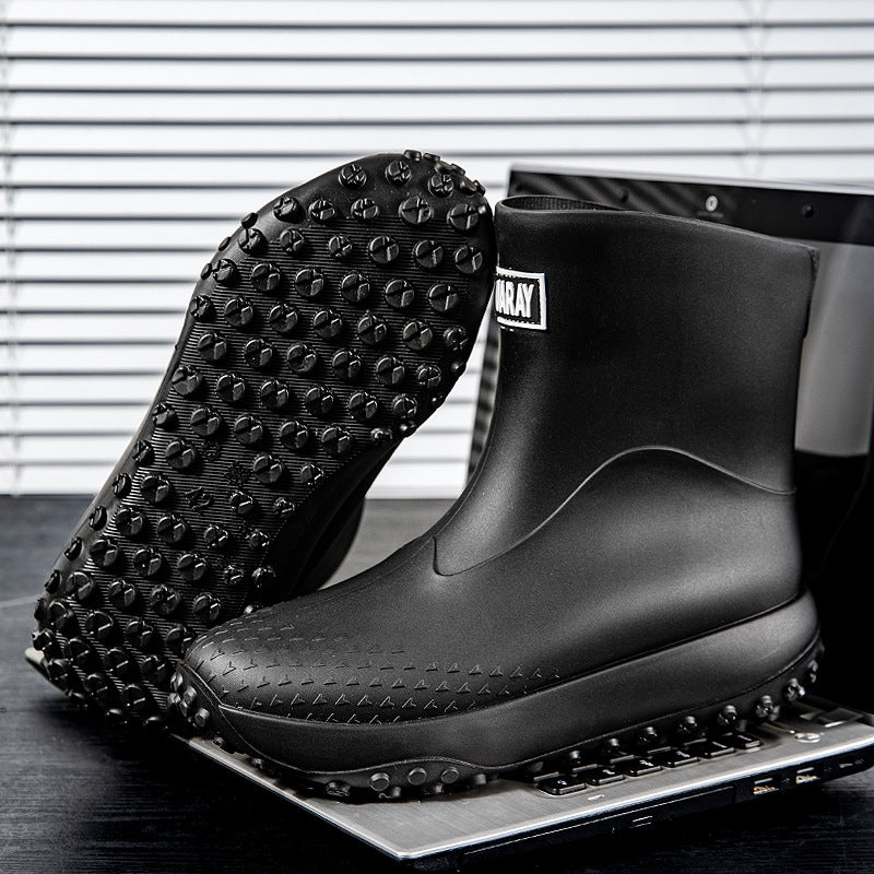 Unisex Wasserdichte Kurz-Gummistiefel mit rutschfester Noppenlaufsohle und wärmeisolierender Innensohle Echoarhiv