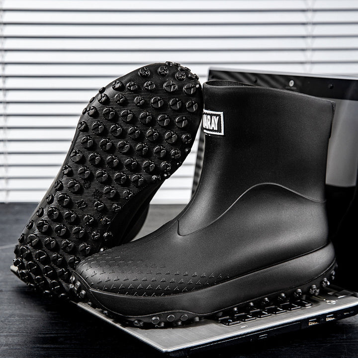 Unisex Wasserdichte Kurz-Gummistiefel mit rutschfester Noppenlaufsohle und wärmeisolierender Innensohle Echoarhiv