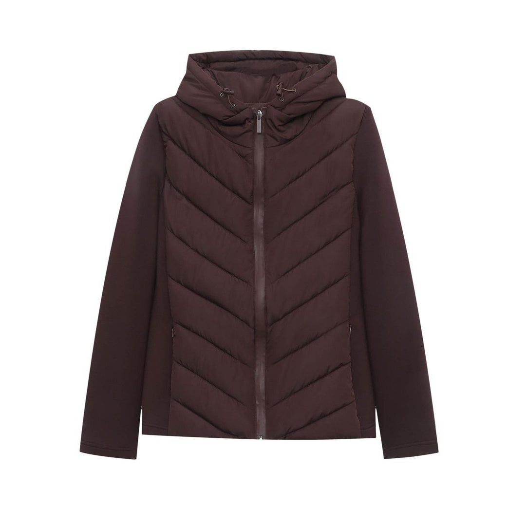 Damen nan gesteppte Hybridjacke mit Kapuze, chevron-Steppung und elastischen Softshellärmeln Echo Archiv