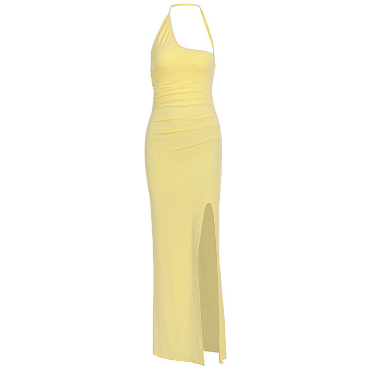 Damen Elegantes Maxikleid mit asymmetrischem Ausschnitt und Schlitz Echo Archiv