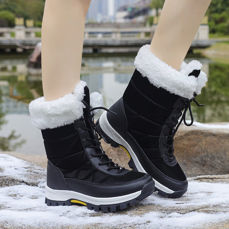 Damen Winterstiefel mit Kunstfellkragen, gesteppter Schaft und profilierter Thermosohle Echoarchiv