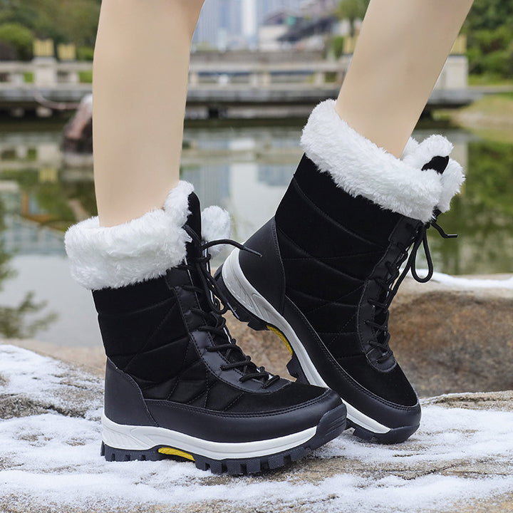 Damen Winterstiefel mit Kunstfellkragen, gesteppter Schaft und profilierter Thermosohle Echoarchiv