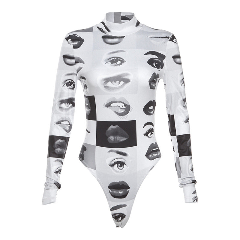 Damen Langarm-Bodysuit mit kreativem Fotodruck Echo Archiv