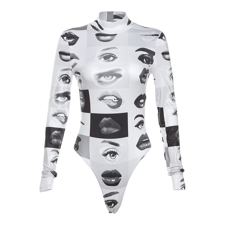 Damen Langarm-Bodysuit mit kreativem Fotodruck Echo Archiv