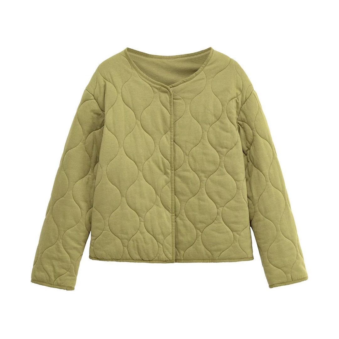 Damen Steppjacke ohne Kragen mit kastiger Silhouette und tonaler Wellensteppung Echo Archiv