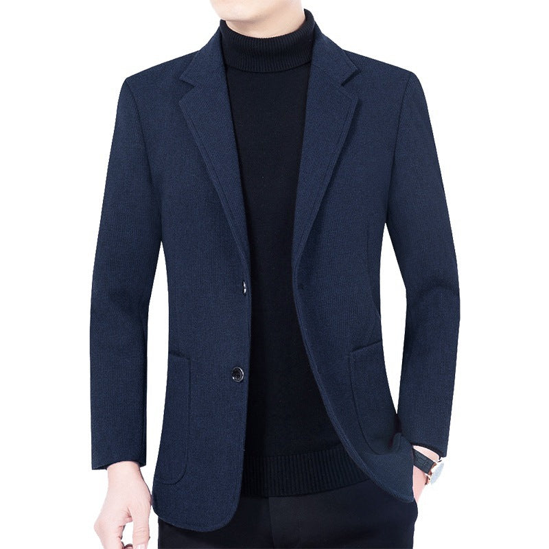 Herren Strukturierter Strickblazer mit Reverskragen und aufgesetzten Taschen – Tianoro