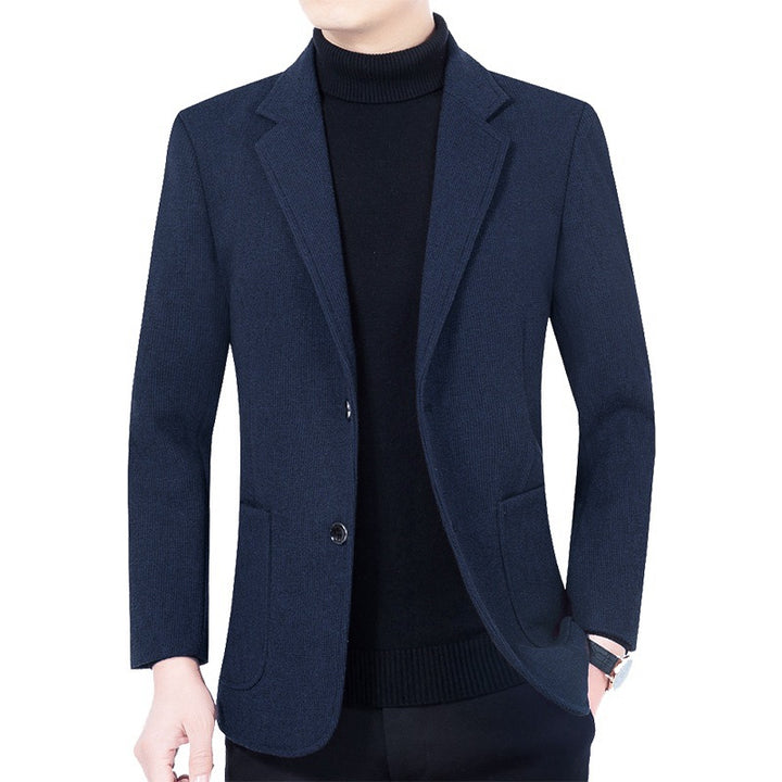 Herren Strukturierter Strickblazer mit Reverskragen und aufgesetzten Taschen – Tianoro