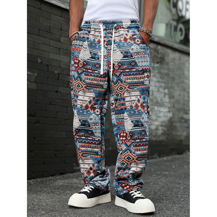 Herren Gemusterte Freizeithose mit komfortablem Gummizug und seitlichen Taschen Echo Archiv